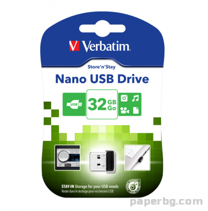 Verbatim USB флаш памет Nano, USB 2.0, 32 GB, черна