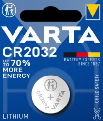 Литиева батерия, CR2032, 3 V, 2 броя, VARTA