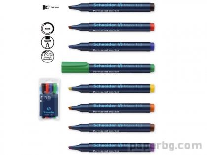 Маркер перманент скосен Maxx 133, 4 мм Schneider - черен, син, червен...и други