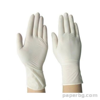 Ръкавици бели, латексови с пудра L - 100 бр.  комплекта в картонена кутия
