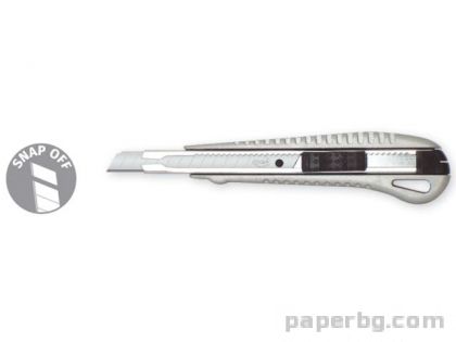 Макетен нож, метален,  мет.водач, острие 9 мм CASSA