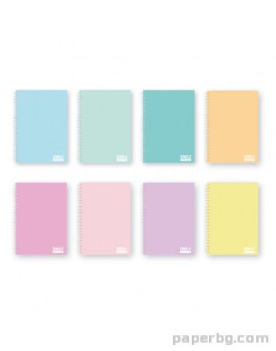 Тетрадка A5 спир. тв.корица Slim UV Pastel Single Colour, 100 л.ред, 2 теми, 70 г/м2