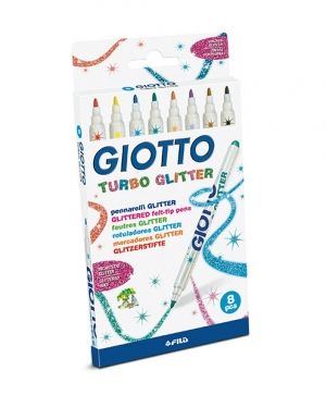 Флумастери с блестящо мастило 8 цвята Giotto Turbo Glitter