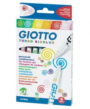 Флумастери Giotto Turbo Bicolor 8 цвята