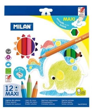 Моливи, MAXI-шестоъгълни, 12 цвята, MILAN