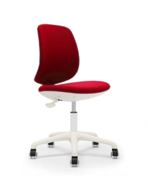 Детски стол Lucky White, дамаска, червена седалка, червена облегалка
