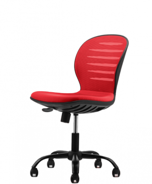 Детски стол Flexy Black, дамаска и меш, червена седалка и червена облегалка
