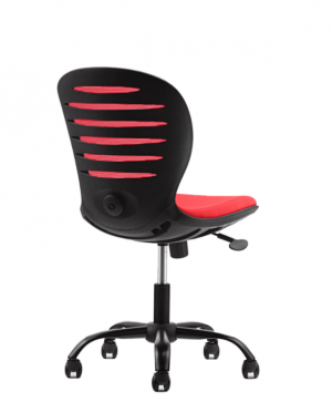 Детски стол Flexy Black, дамаска и меш, червена седалка и червена облегалка