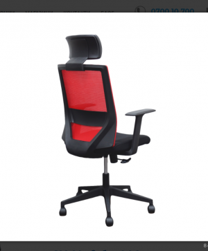 Директорски стол Berry HB, дамаска и меш, черна седалка, червена облегалка