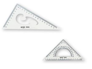 Комплект за чертане - 2 триъгълника 20 см - 60° с кривка и 45° с транспортир