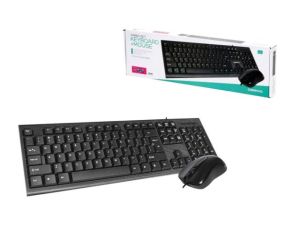 Комплект клавиатура US + оптична мишка 1200 DPI, черна
