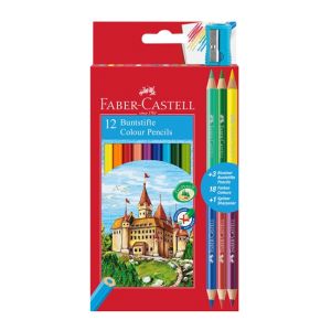 Цветни моливи Замък, 12 + 6 цвята, с включена острилка  Faber-Castell 